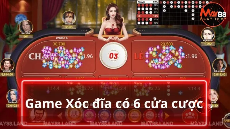 Game Xóc đĩa có tất cả 6 cửa cược với tỷ lệ tương ứng